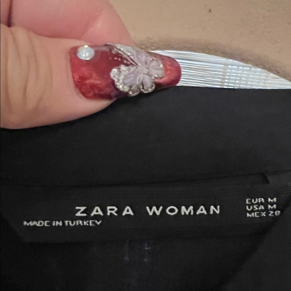 Zara Black Mini Flowy  Button-Up Dress Rolled Up Sleeves - Picture 9 of 10